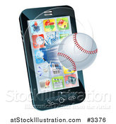 Vector Illustration of a 3d Baseball Flying Through and Breaking a Cell Phone Screen by AtStockIllustration
