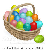 Vector Illustration of a 3d Basket and Colorful Easter Eggs by AtStockIllustration