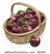 Vector Illustration of a 3d Basket Full of Deep Red Apples by AtStockIllustration