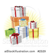 Vector Illustration of a 3d Birthday or Christmas Gifts and Rays by AtStockIllustration