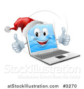Vector Illustration of a 3d Black Friday Christmas Laptop Mascot Wearing a Santa and Holding Two Thumbs up by AtStockIllustration