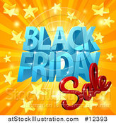 Vector Illustration of a 3d Black Friday Sale Design in Blue and Red over a Star Burst by AtStockIllustration