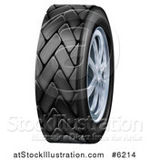 Vector Illustration of a 3d Black Rubber Car Tire and Chrome Rims by AtStockIllustration