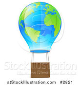 Vector Illustration of a 3d Blue and Green Globe Hot Air Balloon by AtStockIllustration