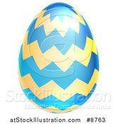 Vector Illustration of a 3d Blue and Yellow Easter Egg with Zig Zags by AtStockIllustration