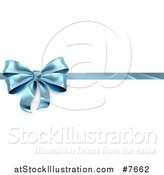 Vector Illustration of a 3d Blue Christmas, Birthday or Other Holiday Gift Bow and Ribbon over Shaded White by AtStockIllustration