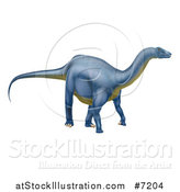 Vector Illustration of a 3d Blue Diplodocus Dinosaur by AtStockIllustration
