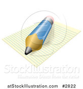 Vector Illustration of a 3d Blue Pencil Resting on Ruled Paper by AtStockIllustration