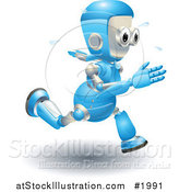 Vector Illustration of a 3d Blue Robot Running by AtStockIllustration