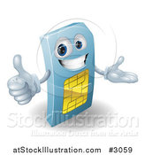 Vector Illustration of a 3d Blue SIM Card Mascot Holding a Thumb up by AtStockIllustration