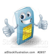Vector Illustration of a 3d Blue SIM Card Mascot Holding Two Thumbs up by AtStockIllustration