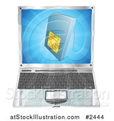 Vector Illustration of a 3d Blue SIM Card over a Laptop Computer by AtStockIllustration