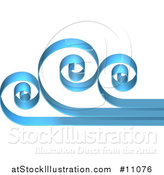 Vector Illustration of a 3d Blue Swirly Cloud or Ocean Wave Design by AtStockIllustration