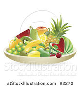 Vector Illustration of a 3d Bowl of Tropical Fruit by AtStockIllustration