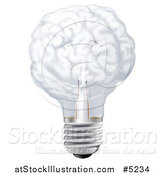 Vector Illustration of a 3d Brain Shaped Light Bulb by AtStockIllustration