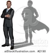 Vector Illustration of a 3d Businessman with a Super Hero Shadow by AtStockIllustration