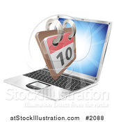 Vector Illustration of a 3d Calendar Emerging from a Laptop Screen by AtStockIllustration