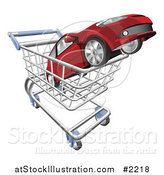 Vector Illustration of a 3d Car in a Shopping Cart by AtStockIllustration