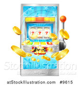 Vector Illustration of a 3d Casino Slot Machine Spitting out Coins from a Smart Phone Screen by AtStockIllustration