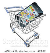 Vector Illustration of a 3d Cell Phone in a Shopping Cart by AtStockIllustration