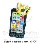 Vector Illustration of a 3d Cell Phone with a Crown by AtStockIllustration