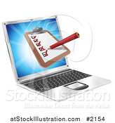 Vector Illustration of a 3d Check List over a Laptop Screen by AtStockIllustration