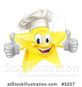 Vector Illustration of a 3d Chef Star Holding Two Thumbs up by AtStockIllustration