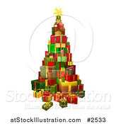 Vector Illustration of a 3d Christmas Tree Gift Tower by AtStockIllustration
