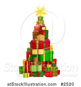 Vector Illustration of a 3d Christmas Tree Tower of Gifts by AtStockIllustration