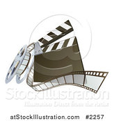 Vector Illustration of a 3d Clapperboard and Film Reel by AtStockIllustration