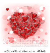 Vector Illustration of a 3d Cluster of Red Hearts over Pink, White and Bokeh by AtStockIllustration