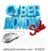 Vector Illustration of a 3d Computer Mouse and Cyber Monday Sale Design in Blue and Red by AtStockIllustration