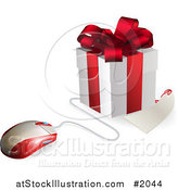 Vector Illustration of a 3d Computer Mouse Connected to a Gift Box and Tags by AtStockIllustration