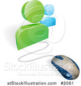 Vector Illustration of a 3d Computer Mouse Connected to Social Network Avatars by AtStockIllustration