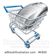 Vector Illustration of a 3d Computer Mouse in a Shopping Cart by AtStockIllustration