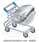 Vector Illustration of a 3d Computer Mouse in a Shopping Cart by AtStockIllustration