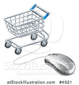 Vector Illustration of a 3d Computer Mouse Wired to a Shopping Cart by AtStockIllustration