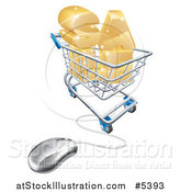 Vector Illustration of a 3d Computer Mouse Wired to SALE in a Shopping Cart by AtStockIllustration
