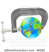 Vector Illustration of a 3d Cracking Earth in a Tight Clamp by AtStockIllustration