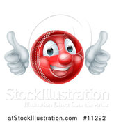 Vector Illustration of a 3d Cricket Ball Mascot Character Giving Two Thumbs up by AtStockIllustration