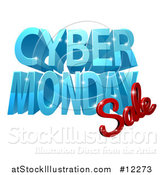 Vector Illustration of a 3d Cyber Monday Sale Design in Blue and Red by AtStockIllustration