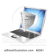 Vector Illustration of a 3d Daily Newspaper Emerging from a Laptop Computer by AtStockIllustration