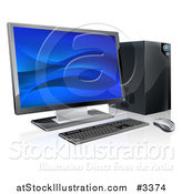 Vector Illustration of a 3d Desktop Personal Computer Work Station by AtStockIllustration
