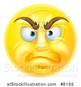 Vector Illustration of a 3d Disapproving Yellow Male Smiley Emoji Emoticon Face by AtStockIllustration