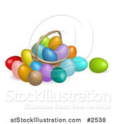 Vector Illustration of a 3d Dyed Easter Eggs and a Basket by AtStockIllustration