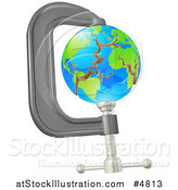 Vector Illustration of a 3d Earth Cracking in a Tight Clamp by AtStockIllustration