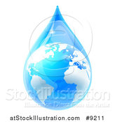 Vector Illustration of a 3d Earth in a Blue Water Droplet by AtStockIllustration