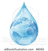 Vector Illustration of a 3d Earth in a Water Droplet by AtStockIllustration