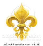 Vector Illustration of a 3d Elegant Golden Fleur De Lis Lily Symbol by AtStockIllustration