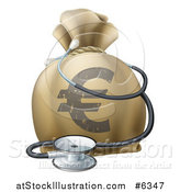 Vector Illustration of a 3d Euro Currency Symbol Money Bag and Stethoscope by AtStockIllustration